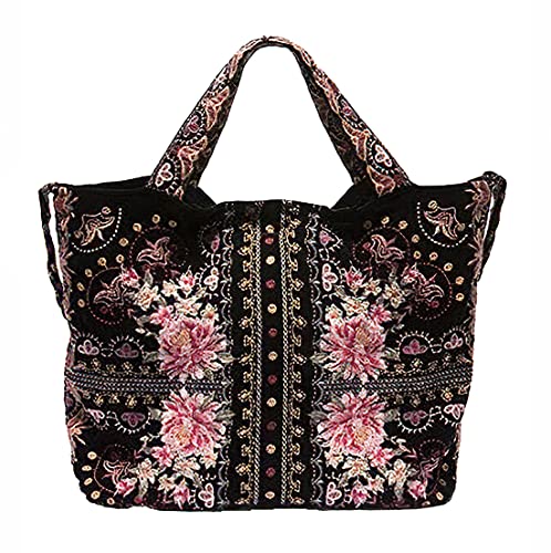 JWLA by Johnny Was Velvet Tote Bag, Black