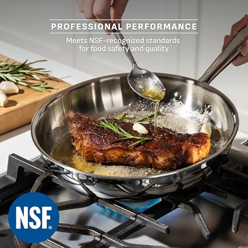 Image of T-Fal Pro Tri-Ply Stainless Steel Cookware Set, 3-Piece Induction Cookware, Oven Safe 500F, Fast & Even Heat, Professional Quality, Durable Pots and Pans Set, Fry Pan, Silver