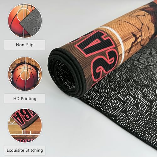 Tapete deportivo rectangular 91x152 cm con diseño de cancha de básquet miniatura 5