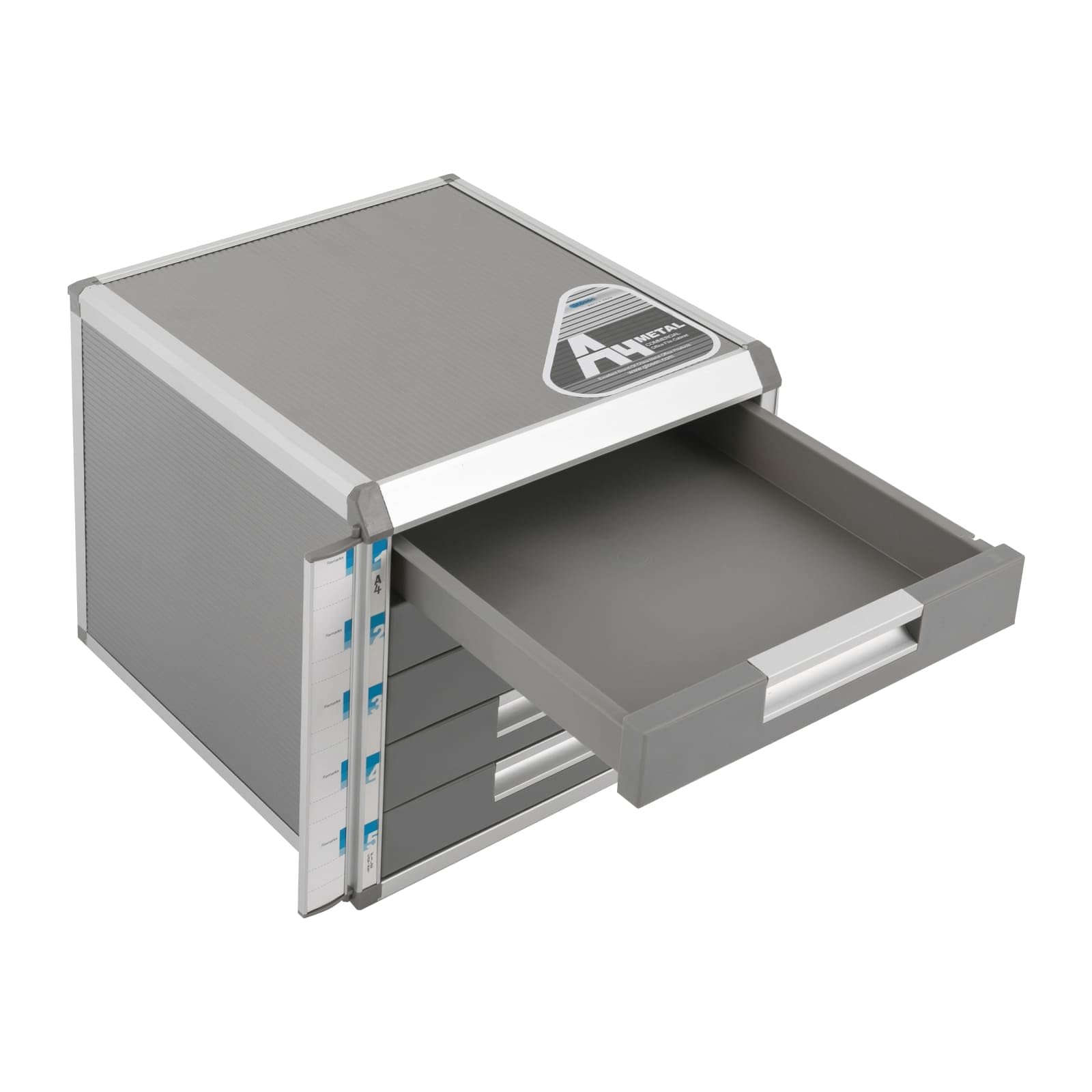 Organizzatore da scrivania in lega di alluminio a 5 livelli, scatola di immagazzinaggio file con cassetti e chiavi, bloccabile, ideale per riporre forniture per ufficio