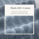 Amrapur Overseas 6-Piece Yarn Dyed Organic Vines Jacquard/Solid Ultra Soft 500GSM 100% Combed Cotton Towel Set [Blue]