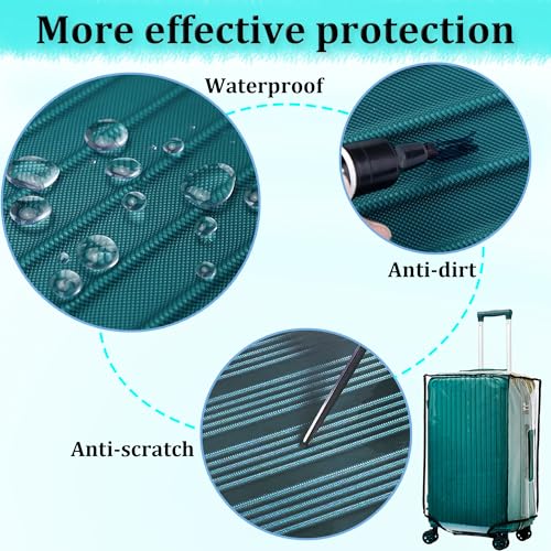 ZOUNI Clear PVC Luggage Cover Protectors, 20 Inch Waterproof Transparent Travel Luggage Protector Suitcase Cover Protectors for Wheeled Suitcase (20\"(14.2\" L x 9.5\" W x 19.6\" H))