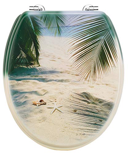 Cornat Wc-bril"Palmen op het strand" - aantrekkelijk design - hoogwaardige houten kern - comfortabel zitgevoel/toiletbril/wc-deksel / KSD531