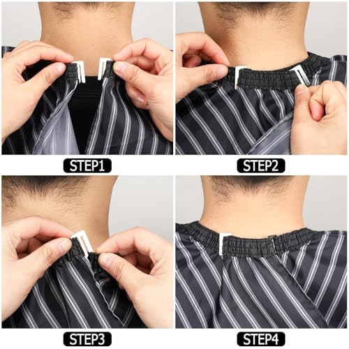 Image of FEBSNOW Barber Cape Professional Hair Cutting Cape with Neck Duster Brush | Full Coverage Haircut Apron for Adults, 47x56 inches, Adjustable Neckline, Keep Clothes Clean Dry, Home Salon Barber Supplies