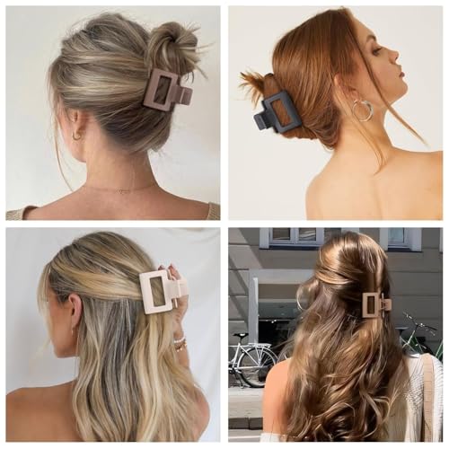 HFLYJPYW 8 Pcs Medium Hair Clips for Women Girls - 2 Styles Rectangle and Double Row Teeth Small Claw Clips for Thin Fine Thick Hair, Matte Non-slip Strong Hold Jaw ClipsDark Collection) - image 7