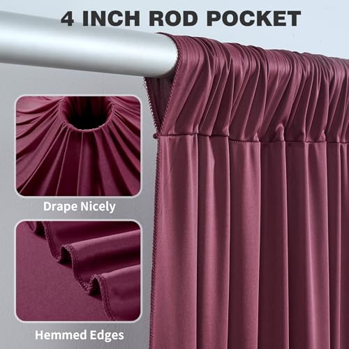 Image of 20ftx15ft Burgundy Backdrop Curtains for Parties, Wrinkle Free Polyester Burgundy Photo Backdrop Drapes 4 Panels 15 ft Long Back Drop Cloth for Wedding Birthday Photography Background Party