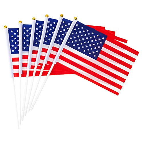 Tovip Paquete de 25 banderas de Estados Unidos de mano American US Mini Bandera Ensign Estados Unidos de mano Palillo banderas Banner Bandera de mano Cover