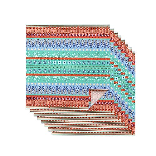 Ensemble de serviettes en tissu TILEZE lot de 4 torchons de table style ethnique 50x50cm