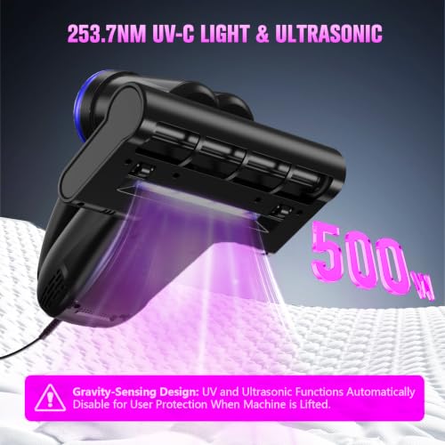Image of Bed Vacuum Cleaner Mattress Vacuum Cleaner,16Kpa Powerful Handheld Vacuums with UV-C Light & Double Dust Cup & High Heating & Ultrasonic & HEPA Filter for Bed Sofa(Corded,Midnight Purple)