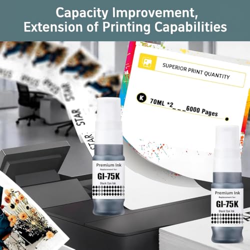Image of KOSH GI-75 BK Refill Ink Compatible for Canon MAXIFY GX1070, GX2070 Printers