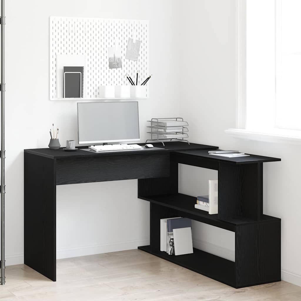 Scrivania Rovere Nero in Legno Ingegnerizzato, 200x50x76 cm | Tavolo da studio salvaspazio e moderno per camera o ufficio, ideale per computer e scrittura.