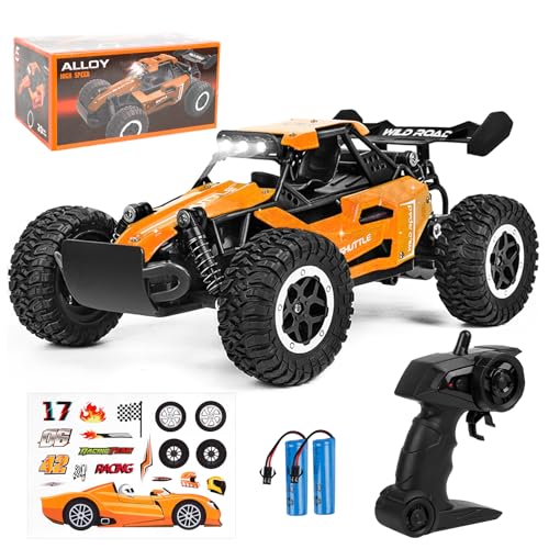 Joellfuner Coche Teledirigido para Niños, 2.4Ghz 1:16 RC Coche con Luces, 2WD 20KM/H Offroad Monster RC Truck, 40m Coche Radiocontrol Juguete, Regalos adecuados para niños a partir de 3 años (Naranja)