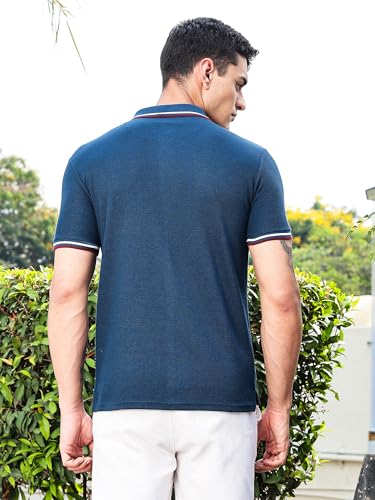 Image of Thomas Scott Men's | Solid | Knitted | Polyster Blend | Knitted | Polo | Ribbed Sleeve | Short Sleeve | Tshirt for Men