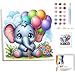 Produktbild Malen Nach Zahlen Kinder Mit Rahmen-Elefant Malen Nach Zahlen Kinder Leinwand Ölgemälde,Tiere Paint by Numbers Mit Geschenkbox DIY ab 5 6 7 8 9 Jahre Mädchen und Jungen Bastelset Geschenk 20x20cm