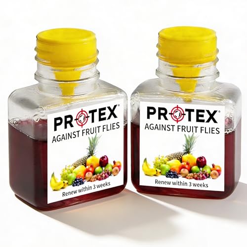 PR0TEX Fruit Fly Trap (2 Pack) Highly Effective Fly Trap Ideal for Indoor Home & Kitchen Bait Included Fruit Fly Catcher. Effective Non Toxic Solution to Remove Fruit Flies