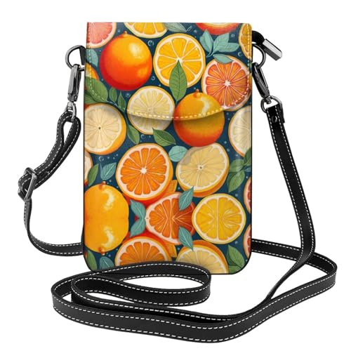 Petit sac à bandoulière léger en cuir végétalien imprimé agrumes chic