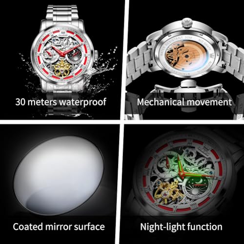 Image of OLEVS Automatic Women Watches Diamond Tourbillon Dress Wrist Watches Moon Phase Waterproof Luminous