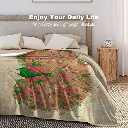 Couverture en peluche paon légère idéale pour le camping et le voyage