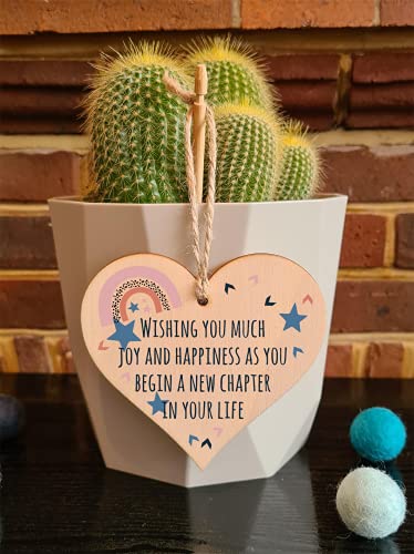 The Plum Penguin Handmade Wooden Hanging Heart Plaque Gift Joy and Happiness New Chapter Leaving Retirement Present Colleague Friend Card Alternative - Image 4