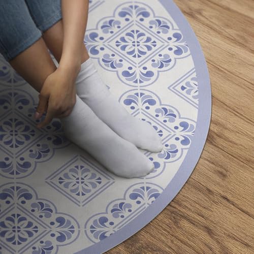 Tapis vinyle ø70 cm style azulejos pour décorer une chambre de bébé