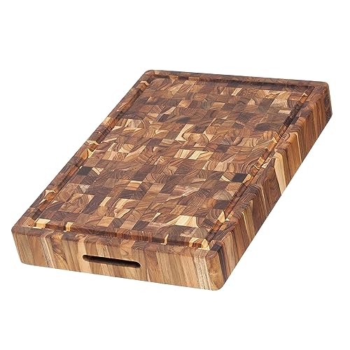 Teakhaus Butcher Block Carving Board - Large Extra Thick Cutting Board with Juice Groove - Holiday Gift Ideas for Men and Women - Gift-Ready End Grain Wood, Knife Friendly - FSC Certified