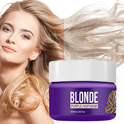 Purple Conditioner, Purple Hair Mask for Dry Damaged Bleached Blonde Platinum Sliver Ash Color Treated Highlighted Extend Deep Moisturizing Conditioning Remove Yellow and Brassy Tones