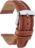 Correa De Reloj De Piel Auténtica con Textura De Cocodrilo Y Forro De Nobuk Color Tostado. 22mm