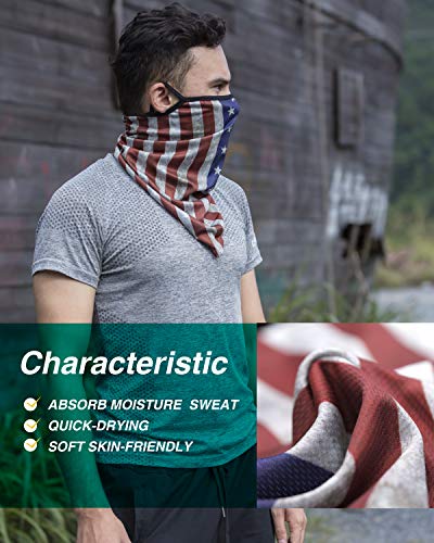 Balaclava Ear Loops American Flag Camo Face Mask, Sun Uv Dust Wind Protection Face Neck Gaiter Headwear For Men Women Motorcycle Hiking Cycling Ski Snowboard Fishing Running Workout #TOP3