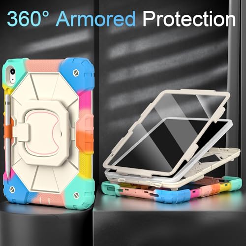 Image of Auizotl Case for iPad (A16) 11th /10th Generation 2025 /2022,10th Generation i Pad Case with 360 Rotating Stand Screen,Heavy Duty Shockproof Cover for iPad 11.0 /10.9 Inch C ase,Colorful