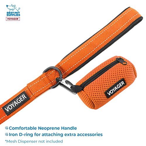 Image of Best Pet Supplies Voyager Step-in Lock Pet Harness w Reflective Pet Leash Combo Set with Neoprene Handle 5ft - Supports Small, Medium and Large Breed Puppies /Cats - Orange /Black Trim, XXXS