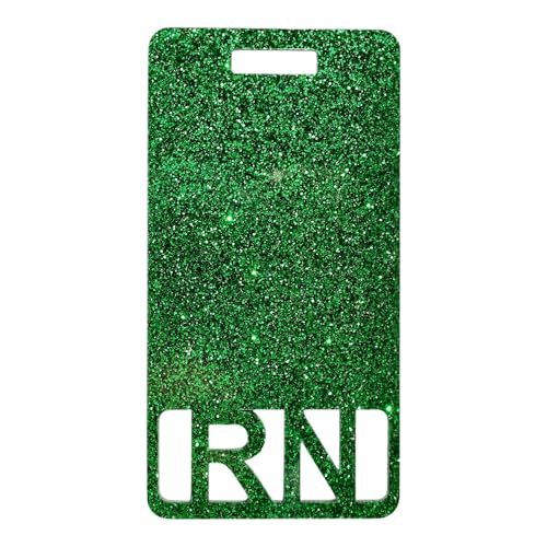 Porte-badge rigide acrylique vert pailleté anti-perte pour infirmière