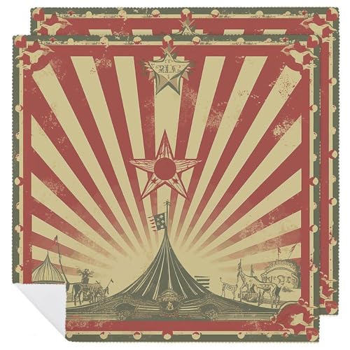Servilletas de Tela Vintage Circus 18x18 Pulgadas Set x2 miniatura 1