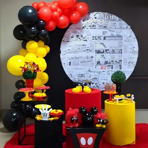 Image of 12Inch Red Yellow Black Balloons, Color Helium Party Balloon Yellow Red Black Latex Balloons with Cartoon Coffetti Balloon for Race Car Birthday Baby Shower Carnival Party Decorations