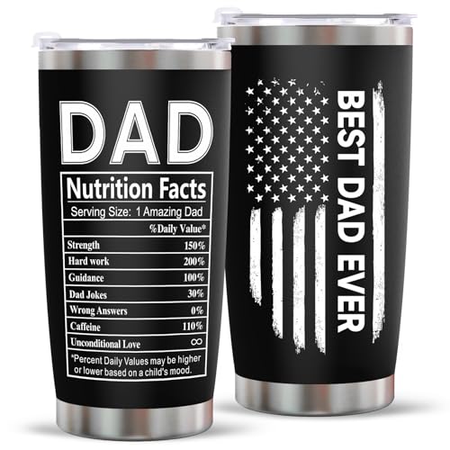 Gifts for Dad from Daughter Son: 20 Oz Stainless Steel Tumbler for Indoor Outdoor Working, Fathers Day Christmas Stocking Stuffer Anniversary Birthday Gifts for Men Stepdad Husband Daddy Uncle