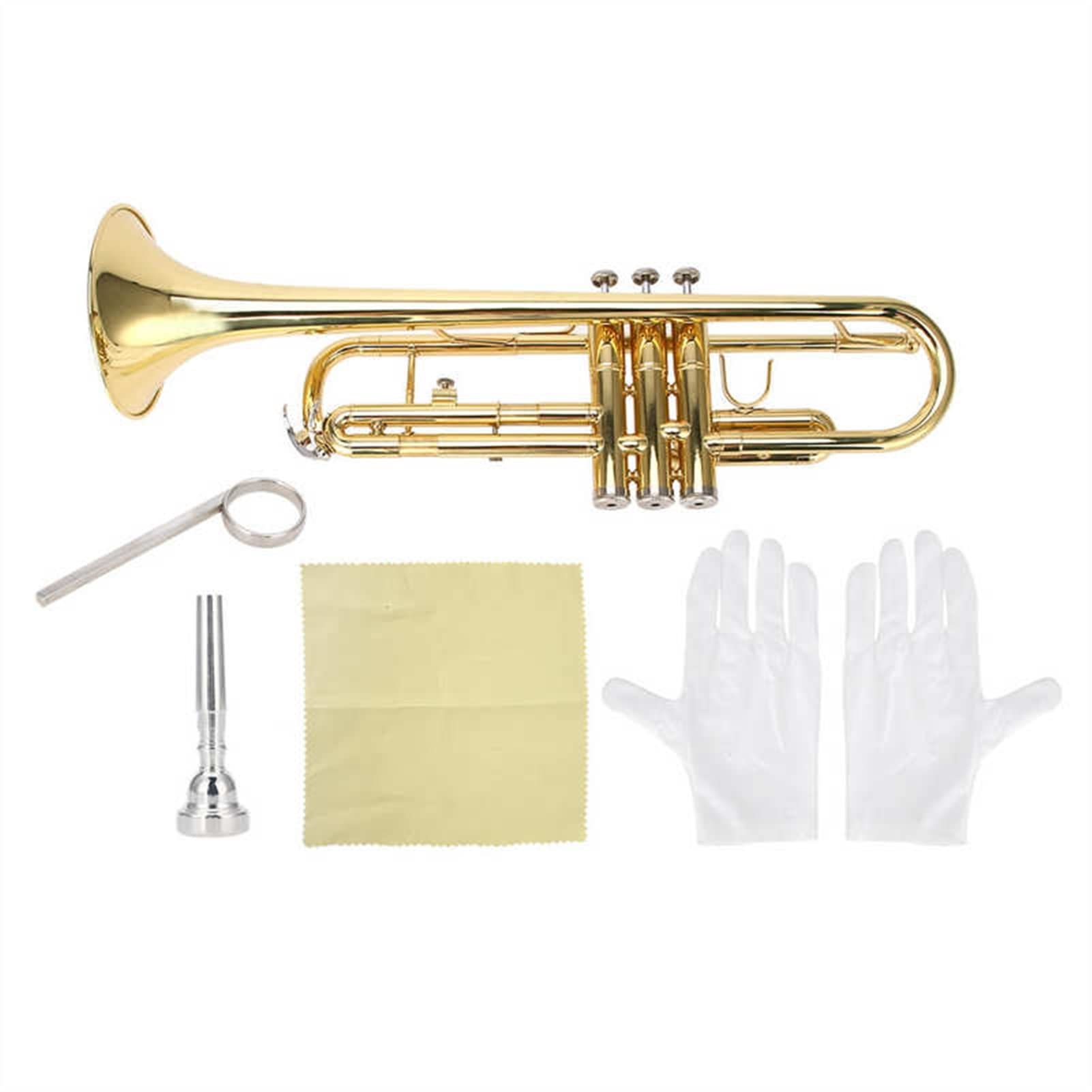 Anfänger Trompete Messing BB Trompete B Flache Gold Messing Trompete Anfänger Set Mit Handtüchern Poliergewebe Goldene Trompete