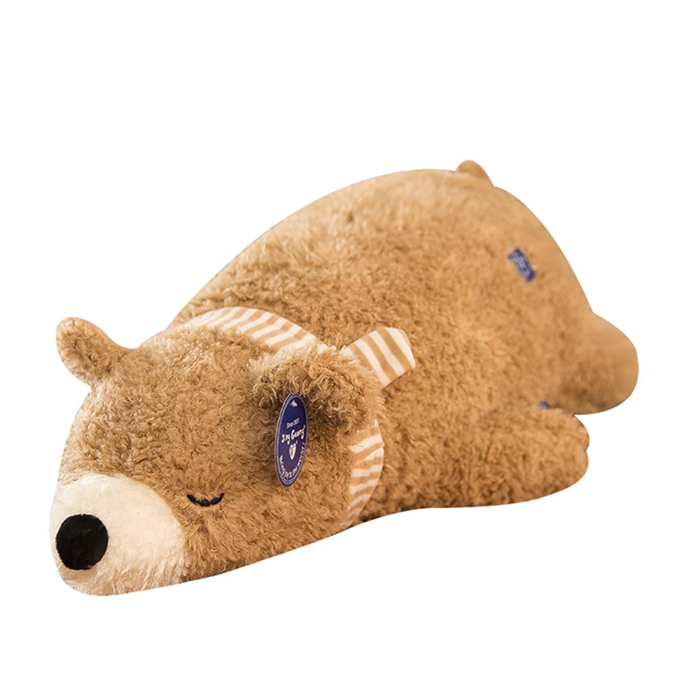 Polar Bear Stuffed Animals Large Brown Sleeping Bear Animal Stuff Soft Plushies, Hugging Body Pillow for Kids Boys Gift for Christmas Birthday (19.6)