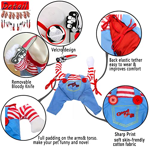 Pet Deadly Doll Dog Costume, Novelty Halloween Christmas Costumes Funny Dog Cosplay Outfits Cute Clothes For Small Medium Large Dogs Cats Party Dress Up Cool Puppy Costumes Scary Spooky Apparel Blue #TOP4