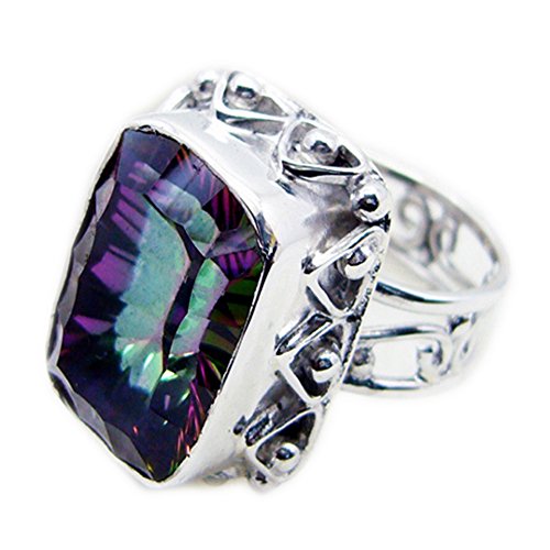 Bague déclaration mystique quartz rectangle argent massif femme