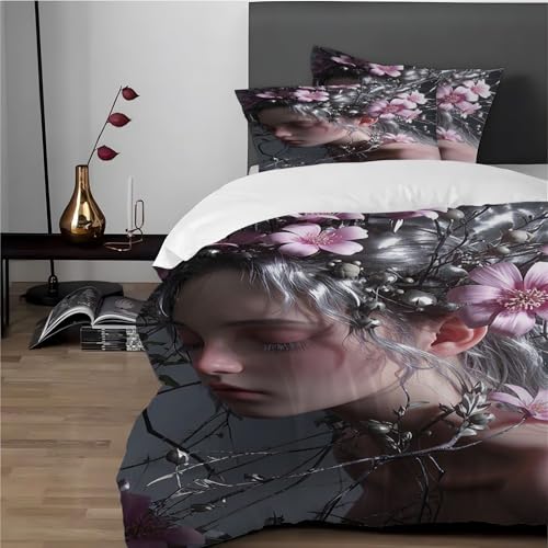 Housse de couette 220x240 fille grise en microfibre respirante - 4