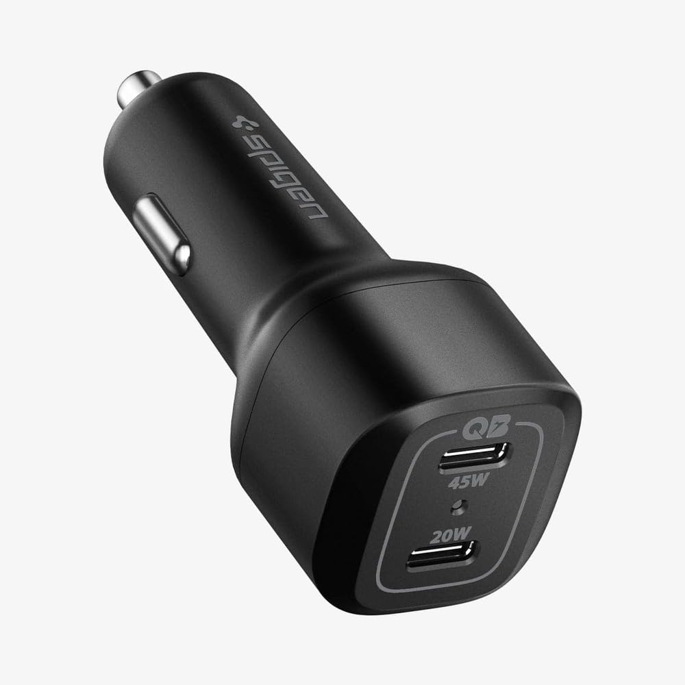 Spigen 65W USB-C 2 Port Araç içi Hızlı Şarj Aleti PPS Desteği Akım Korumalı Güç Adaptörü Çakmaklık iPhone & Android & iPad & MacBook Type-C - ACP02562