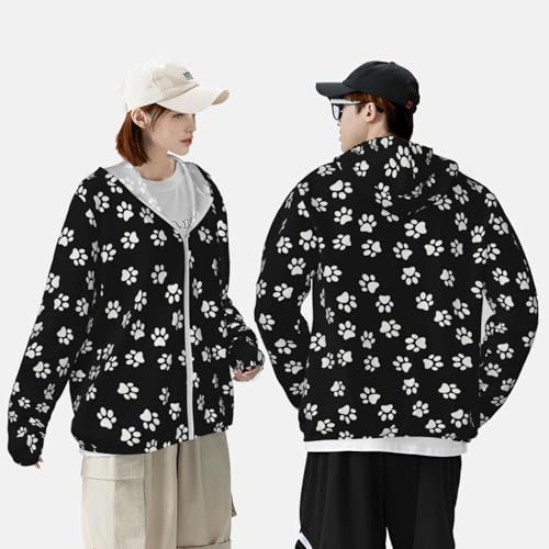 Unisex Sun Protection Hoodie Animal paw Print Printed UV Shirt Full Zip Jacket Hiking for Women Men4