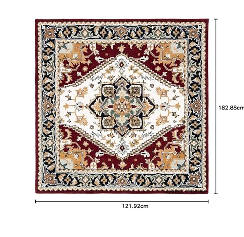 Image of Carpet Mahal Handmade Handwoven Tufted Made of 100% Soft Blended Wool Export Quality Carpets with 1 Inch Thickness (4x6 Feet) Color Multi