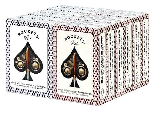 Regal Games [12 Decks] Rockets Bulk Playing Cards Set for Adults & Professionals - 310 GSM Linen Finish - Poker Cards for Blackjack, Euchre, Canasta -...