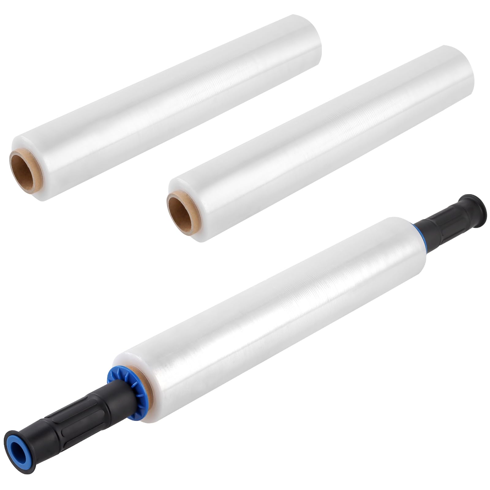 3 unidades de película elástica de 38 cm x 150 m, rollo de película elástica con asas, película de embalaje en rollo de película elástica para muebles, embalaje de palés
