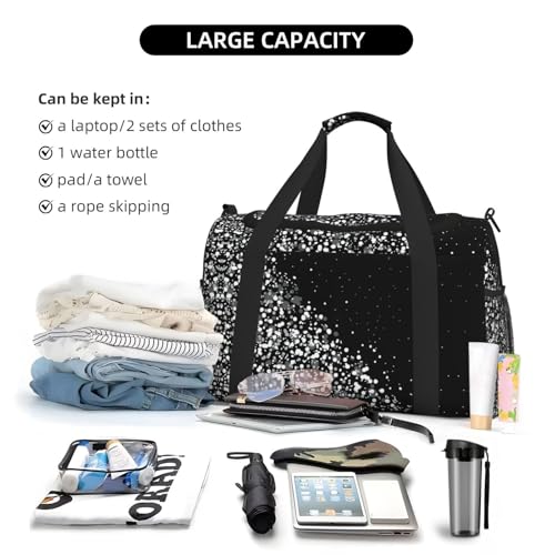 Bolsa de viaje grande e impermeable en blanco y negro 6