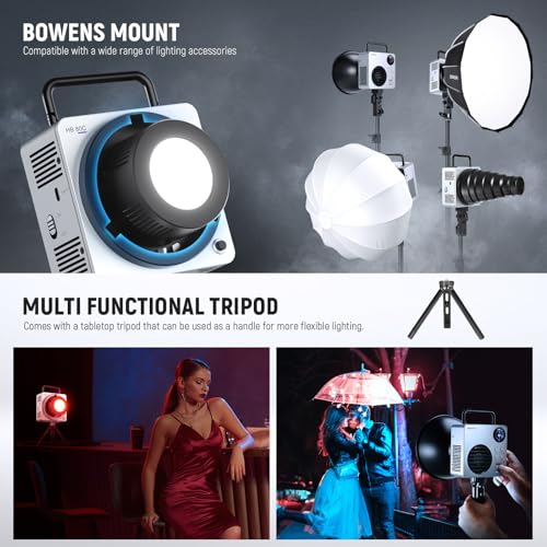 Image of NEEWER RGBWW HB80C LED Video Light with 80 W and 72 Wh Battery, 100 W PD Fast Charger, App Control, 2.4 G, 10400 Lux /m, 2500 K-7500 K, Mini RGB Tree Mount, Studio Recording, Continuous Light, HB80C