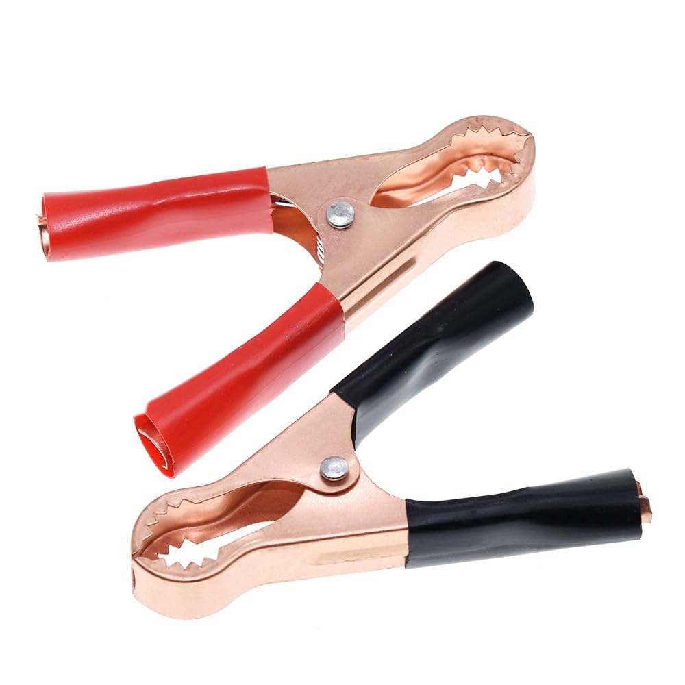Crocodile Clips 2PCS 30A 50A 100A Car Alligator Clips Battery Clamps Crocodile Clip Red Black Positive Negative 70MM 80MM 90MM Length(50A 1P Black 1P Red)