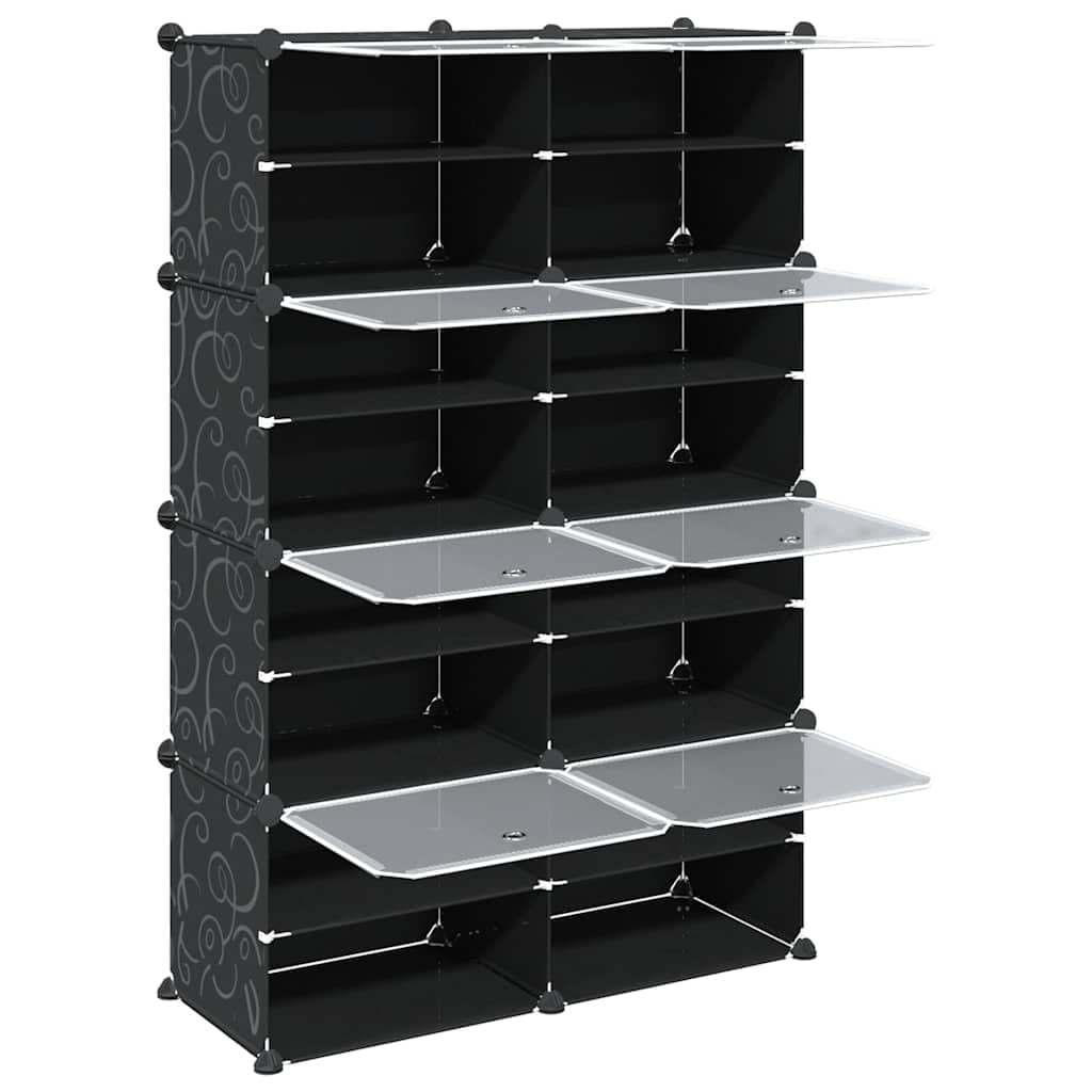 Estantería Cubos 8 Compartimentos PP Negro | Ligero, Resistente al Agua, Fácil de Limpiar, Montaje Rápido, Ideal para Ropa, Zapatos y Libros