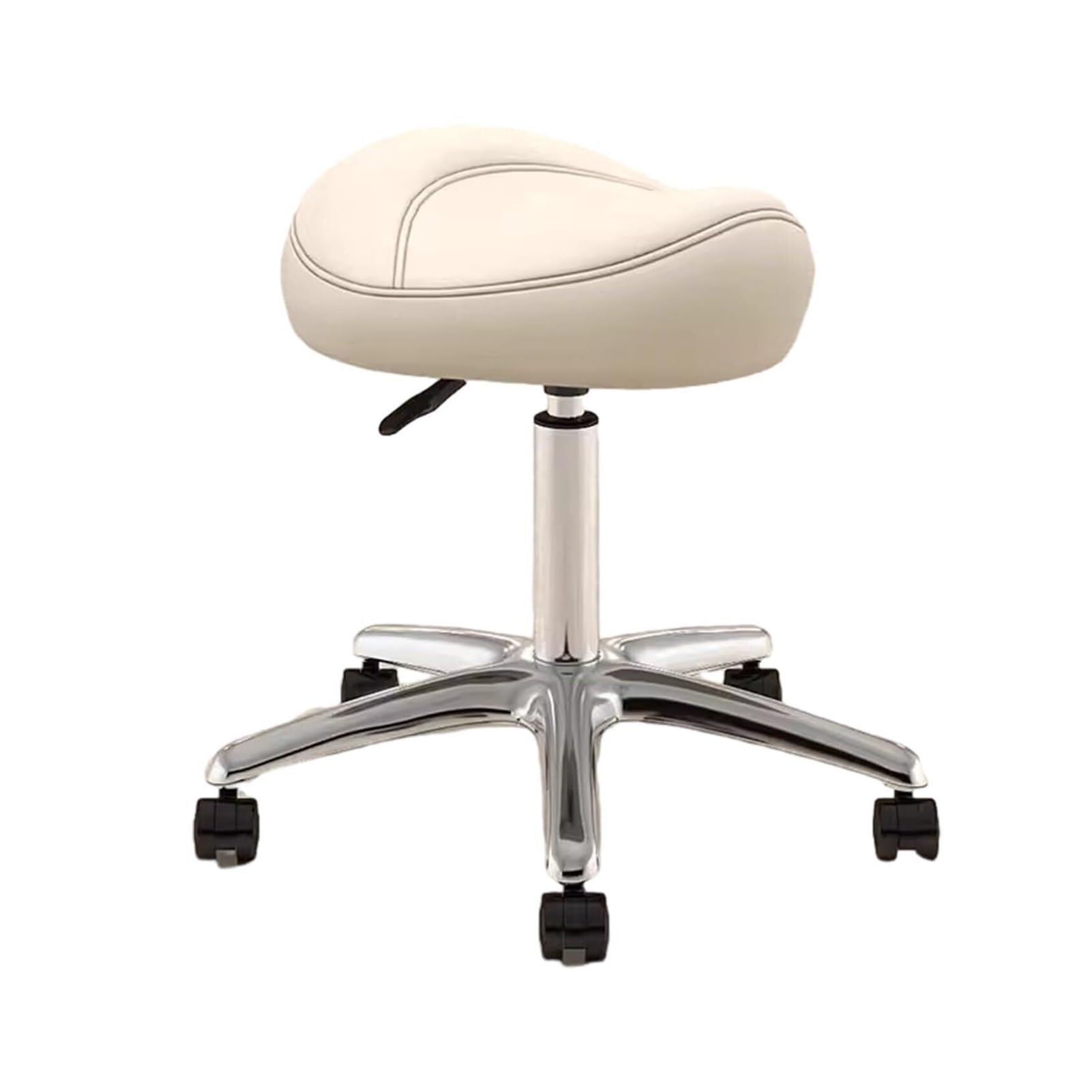 Adjustable Height Saddle Chair Stool for Dental Hygienist and Artists, 360° Swivel Metal Seat with PU Wheels, Ideal for Studio (Beige)