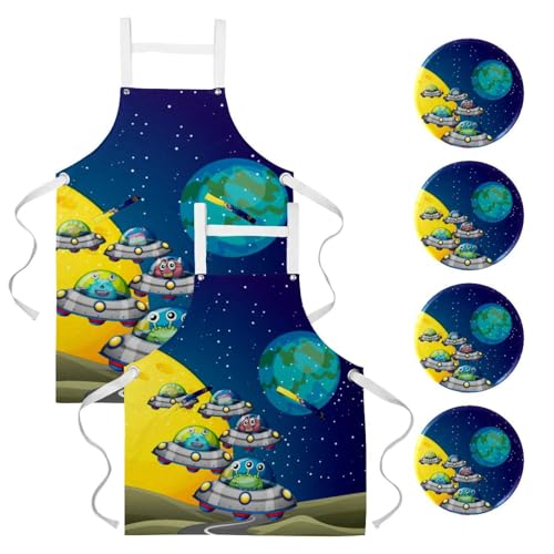 Tablier de serveuse anti-taches à motif monstre pour restaurant et bar